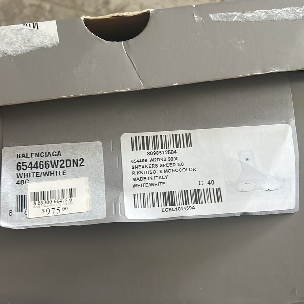 Balenciaga Speed 3.0 Knit High Top Sock Sneakers in White, New, Size 40 - Picture 15 of 16